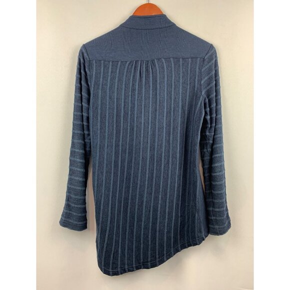 Market & Spruce Womens Small Blue Striped Long-Sleeve Zip Jacket With Pockets - Picture 6 of 6